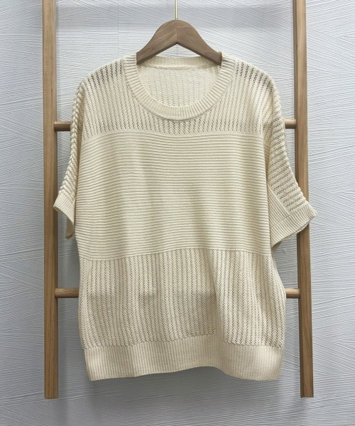 Miniministore（ミニミニストア）の「ニットトップス きれいめ 体型カバー大人（ニット/セーター・レディース・ブラック/ピンク/ミント/ベージュ・FREE）」の17枚目の写真