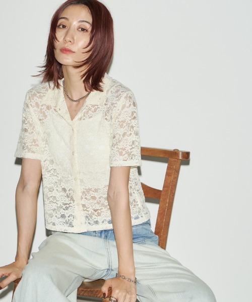 Auntie Rosa Holiday（アンティローザホリデー）の「レースショートスリーブシャツ（シャツ/ブラウス・レディース・ブラック/アイボリー・FREE）」の5枚目の写真