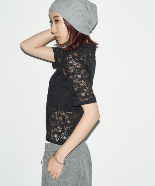 Auntie Rosa Holiday（アンティローザホリデー）の「レースショートスリーブシャツ（シャツ/ブラウス・レディース・ブラック/アイボリー・FREE）」の19枚目の写真