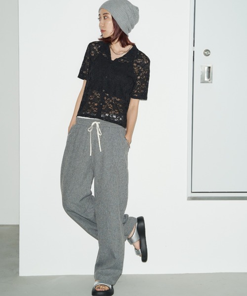 Auntie Rosa Holiday（アンティローザホリデー）の「レースショートスリーブシャツ（シャツ/ブラウス・レディース・ブラック/アイボリー・FREE）」の22枚目の写真