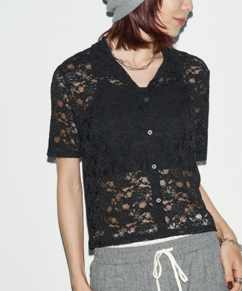 Auntie Rosa Holiday（アンティローザホリデー）の「レースショートスリーブシャツ（シャツ/ブラウス・レディース・ブラック/アイボリー・FREE）」の15枚目の写真