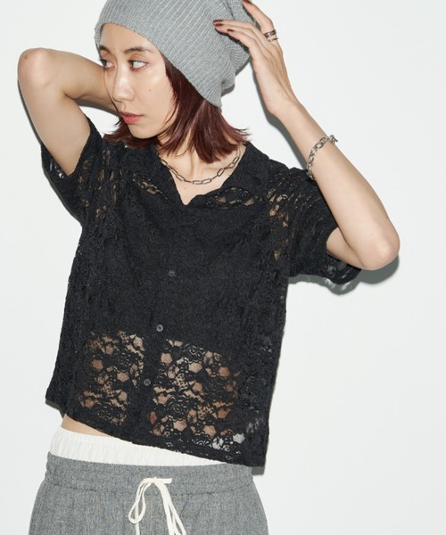 Auntie Rosa Holiday（アンティローザホリデー）の「レースショートスリーブシャツ（シャツ/ブラウス・レディース・ブラック/アイボリー・FREE）」の16枚目の写真