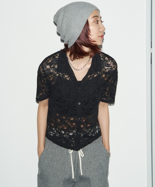 Auntie Rosa Holiday（アンティローザホリデー）の「レースショートスリーブシャツ（シャツ/ブラウス・レディース・ブラック/アイボリー・FREE）」の18枚目の写真