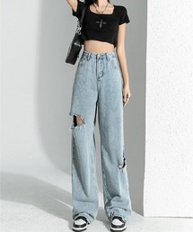Chick | Cut Out Straight Denim Pants / カットアウトストレートデニムパンツ(デニムパンツ)
