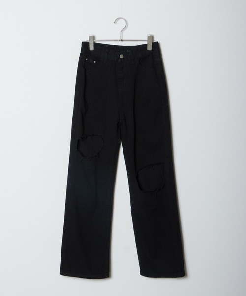 Chick（チック）の「Cut Out Straight Denim Pants / カットアウトストレートデニムパンツ（デニムパンツ・レディース・ブラック/ブルー・S/M/L）」の7枚目の写真