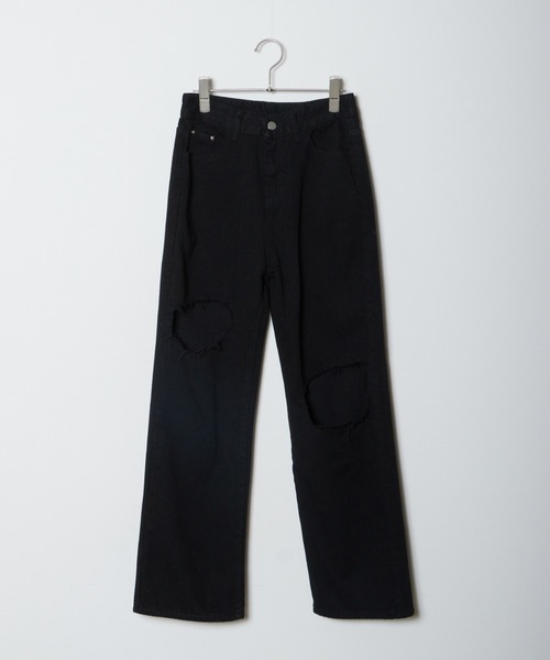 Chick（チック）の「Cut Out Straight Denim Pants / カットアウトストレートデニムパンツ（デニムパンツ・レディース・ブラック/ブルー・S/M/L）」の15枚目の写真