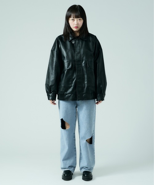 セール】Cut Out Straight Denim Pants / カットアウト