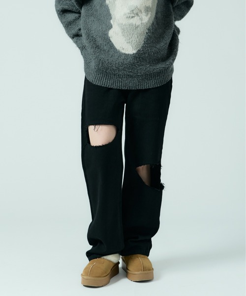 Chick（チック）の「Cut Out Straight Denim Pants / カットアウトストレートデニムパンツ（デニムパンツ・レディース・ブラック/ブルー・S/M/L）」の21枚目の写真
