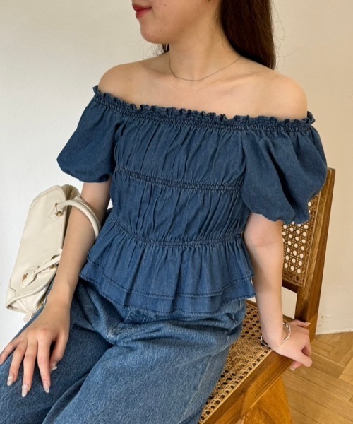 one after another NICE CLAUP（ワンアフターアナザーナイスクラップ）の「バックレースアップ2wayブラウス（シャツ/ブラウス・レディース・ブラック/オフホワイト/ピンク/ブルー・FREE）」の9枚目の写真