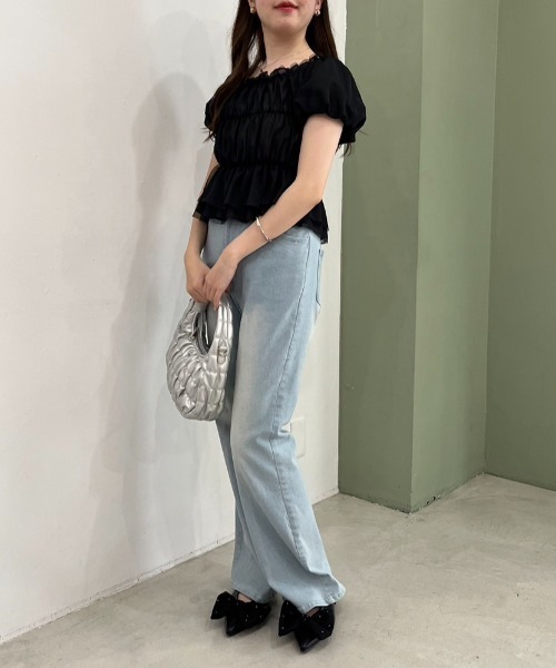 one after another NICE CLAUP（ワンアフターアナザーナイスクラップ）の「バックレースアップ2wayブラウス（シャツ/ブラウス・レディース・ブラック/オフホワイト/ピンク/ブルー・FREE）」の7枚目の写真