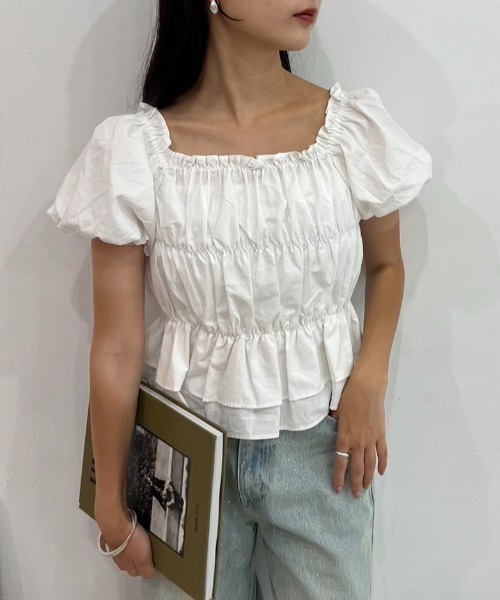 one after another NICE CLAUP（ワンアフターアナザーナイスクラップ）の「バックレースアップ2wayブラウス（シャツ/ブラウス・レディース・ブラック/オフホワイト/ピンク/ブルー・FREE）」の16枚目の写真