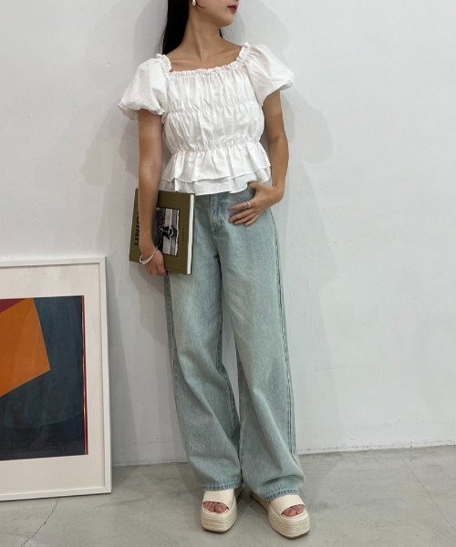 one after another NICE CLAUP（ワンアフターアナザーナイスクラップ）の「バックレースアップ2wayブラウス（シャツ/ブラウス・レディース・ブラック/オフホワイト/ピンク/ブルー・FREE）」の13枚目の写真