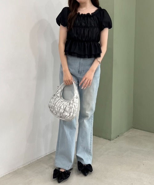 one after another NICE CLAUP（ワンアフターアナザーナイスクラップ）の「バックレースアップ2wayブラウス（シャツ/ブラウス・レディース・ブラック/オフホワイト/ピンク/ブルー・FREE）」の8枚目の写真