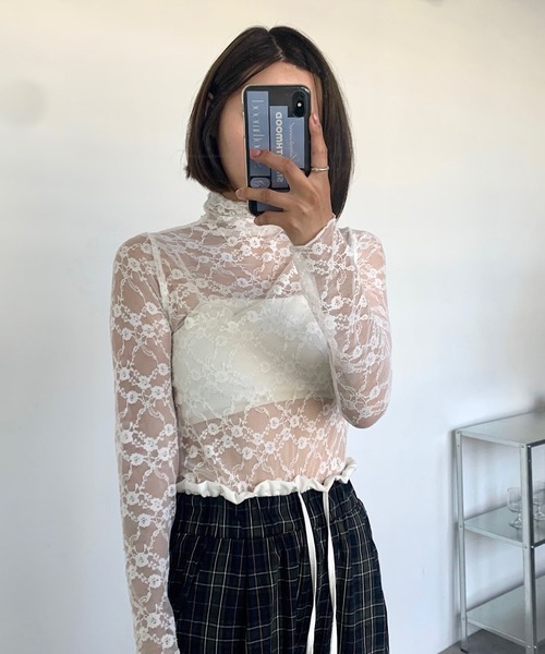 Teem Store(チームストア)の「レース シアー ハイネック(その他トップス・レディース・ブラック/アイボリー/ホワイト・F)」の10枚目の写真
