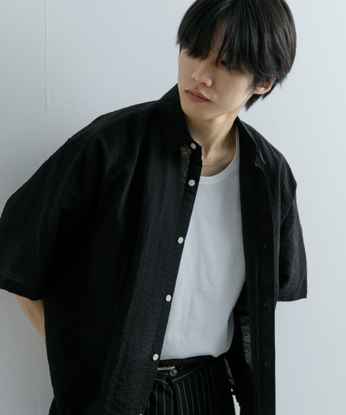 SENSE OF PLACE by URBAN RESEARCH(センスオブプレイスバイアーバンリサーチ)の「ドローコードレギュラーカラーシャツ(シャツ/ブラウス・メンズ・パープル/チャコールグレー/ブラック・LARGE/MEDIUM)」の4枚目の写真
