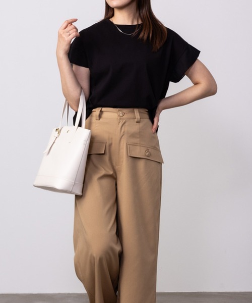 HusHusH(ハッシュアッシュ)の「HusHusH ハッシュアッシュ シルケット 袖切り替え Tシャツ(Tシャツ/カットソー・レディース・ホワイト/ベージュ/ブラック・M/L)」の5枚目の写真