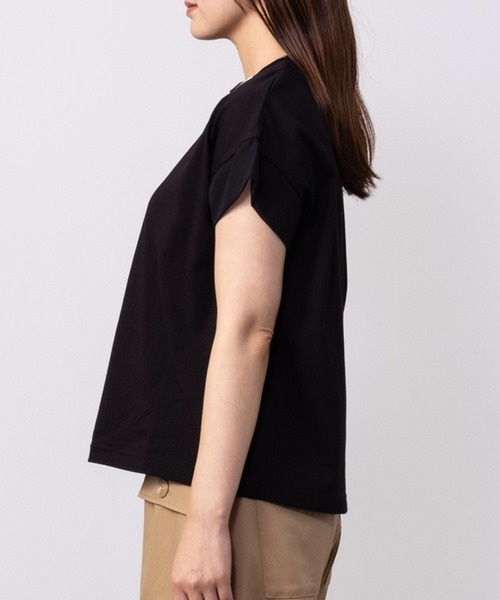 HusHusH(ハッシュアッシュ)の「HusHusH ハッシュアッシュ シルケット 袖切り替え Tシャツ(Tシャツ/カットソー・レディース・ホワイト/ベージュ/ブラック・M/L)」の6枚目の写真
