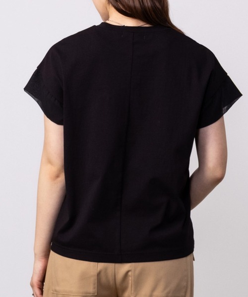 HusHusH(ハッシュアッシュ)の「HusHusH ハッシュアッシュ シルケット 袖切り替え Tシャツ(Tシャツ/カットソー・レディース・ホワイト/ベージュ/ブラック・M/L)」の7枚目の写真