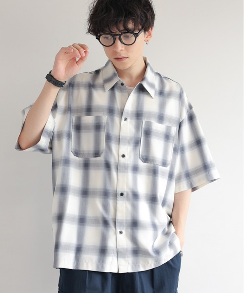 RAGEBLUE（レイジブルー）の「オンブレチェック/レギュラーカラーオーバーサイズシャツ（シャツ/ブラウス・メンズ・ネイビー/マスタード/ライトブルー/ブラック・MEDIUM/LARGE）」の10枚目の写真