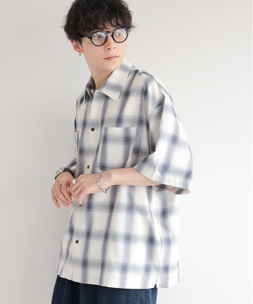 RAGEBLUE（レイジブルー）の「オンブレチェック/レギュラーカラーオーバーサイズシャツ（シャツ/ブラウス・メンズ・ネイビー/マスタード/ライトブルー/ブラック・MEDIUM/LARGE）」の12枚目の写真