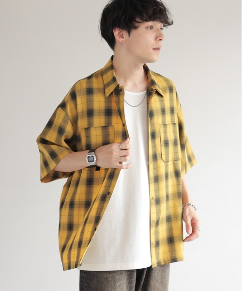 RAGEBLUE（レイジブルー）の「オンブレチェック/レギュラーカラーオーバーサイズシャツ（シャツ/ブラウス・メンズ・ネイビー/マスタード/ライトブルー/ブラック・MEDIUM/LARGE）」の15枚目の写真