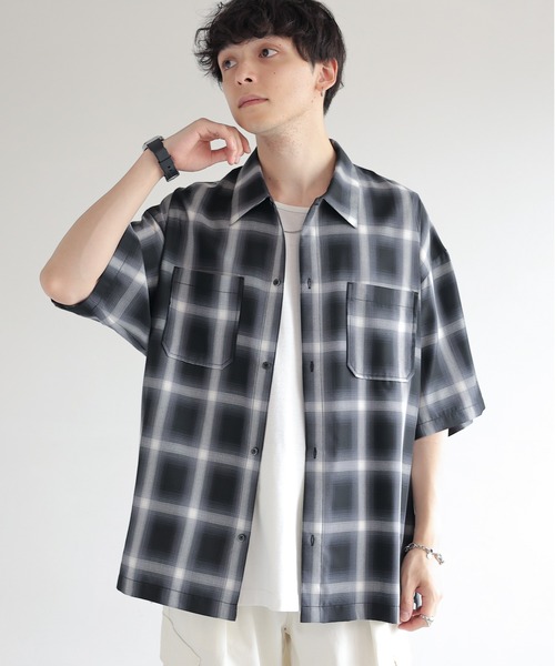 RAGEBLUE（レイジブルー）の「オンブレチェック/レギュラーカラーオーバーサイズシャツ（シャツ/ブラウス・メンズ・ネイビー/マスタード/ライトブルー/ブラック・MEDIUM/LARGE）」の6枚目の写真