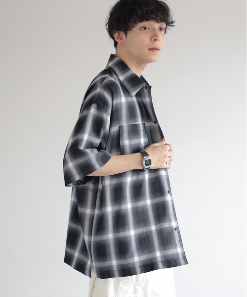 RAGEBLUE（レイジブルー）の「オンブレチェック/レギュラーカラーオーバーサイズシャツ（シャツ/ブラウス・メンズ・ネイビー/マスタード/ライトブルー/ブラック・MEDIUM/LARGE）」の7枚目の写真