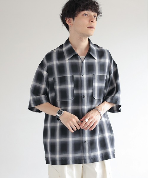 RAGEBLUE（レイジブルー）の「オンブレチェック/レギュラーカラーオーバーサイズシャツ（シャツ/ブラウス・メンズ・ネイビー/マスタード/ライトブルー/ブラック・MEDIUM/LARGE）」の8枚目の写真