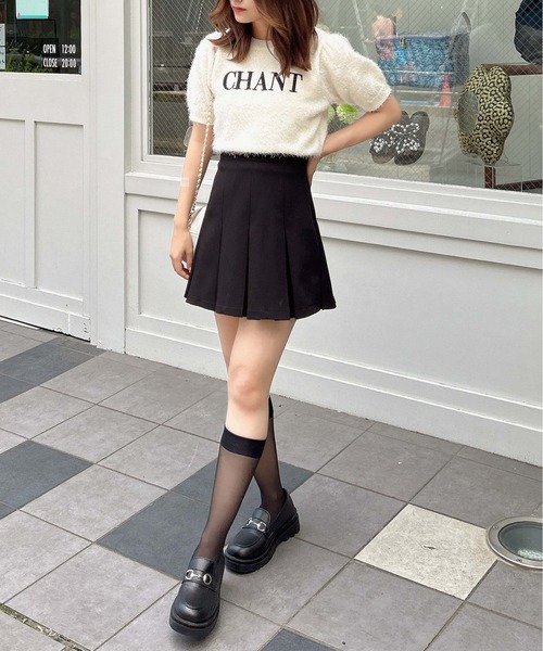 INGNI（イング）の「ロゴ刺しゅうフェザー半袖ニット（ニット/セーター・レディース・ピンク系2/グレー×ホワイト/ホワイト×ブラック/ブラック×ホワイト・M）」の10枚目の写真