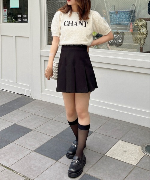 INGNI（イング）の「ロゴ刺しゅうフェザー半袖ニット（ニット/セーター・レディース・ピンク系2/グレー×ホワイト/ホワイト×ブラック/ブラック×ホワイト・M）」の11枚目の写真