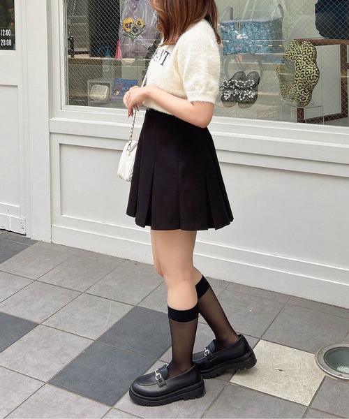 INGNI（イング）の「ロゴ刺しゅうフェザー半袖ニット（ニット/セーター・レディース・ピンク系2/グレー×ホワイト/ホワイト×ブラック/ブラック×ホワイト・M）」の12枚目の写真