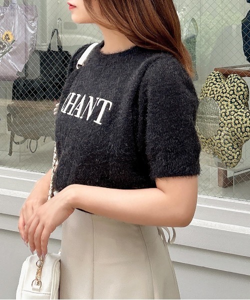 INGNI（イング）の「ロゴ刺しゅうフェザー半袖ニット（ニット/セーター・レディース・ピンク系2/グレー×ホワイト/ホワイト×ブラック/ブラック×ホワイト・M）」の20枚目の写真