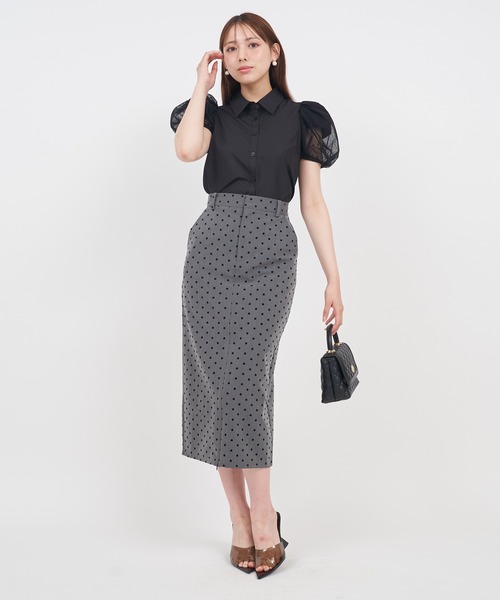 ROYAL PARTY（ロイヤルパーティー）の「スリットファスナードットタイトスカート（スカート・レディース・グレー/ブラック/その他1・FREE）」の20枚目の写真