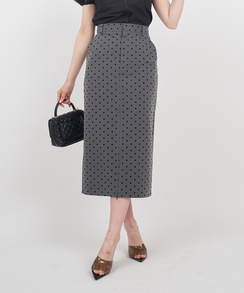 ROYAL PARTY（ロイヤルパーティー）の「スリットファスナードットタイトスカート（スカート・レディース・グレー/ブラック/その他1・FREE）」の19枚目の写真