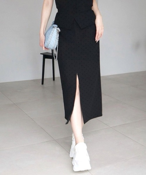 ROYAL PARTY（ロイヤルパーティー）の「スリットファスナードットタイトスカート（スカート・レディース・グレー/ブラック/その他1・FREE）」の10枚目の写真