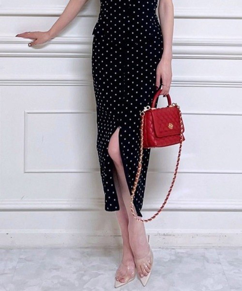 ROYAL PARTY（ロイヤルパーティー）の「スリットファスナードットタイトスカート（スカート・レディース・グレー/ブラック/その他1・FREE）」の8枚目の写真