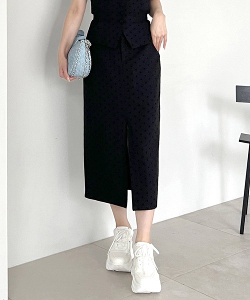 ROYAL PARTY（ロイヤルパーティー）の「スリットファスナードットタイトスカート（スカート・レディース・グレー/ブラック/その他1・FREE）」の11枚目の写真