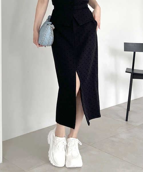 ROYAL PARTY（ロイヤルパーティー）の「スリットファスナードットタイトスカート（スカート・レディース・グレー/ブラック/その他1・FREE）」の12枚目の写真