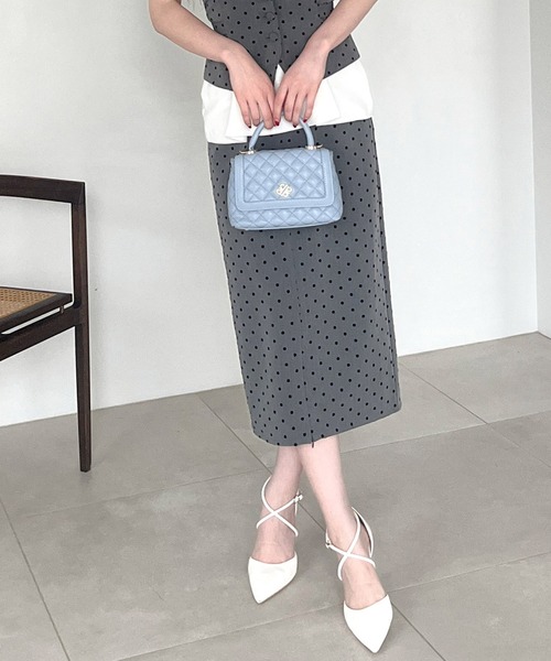 グレー スリット入り タイトスカート ロイヤルパーティー ROYAL PARTY スリットファスナードットタイト