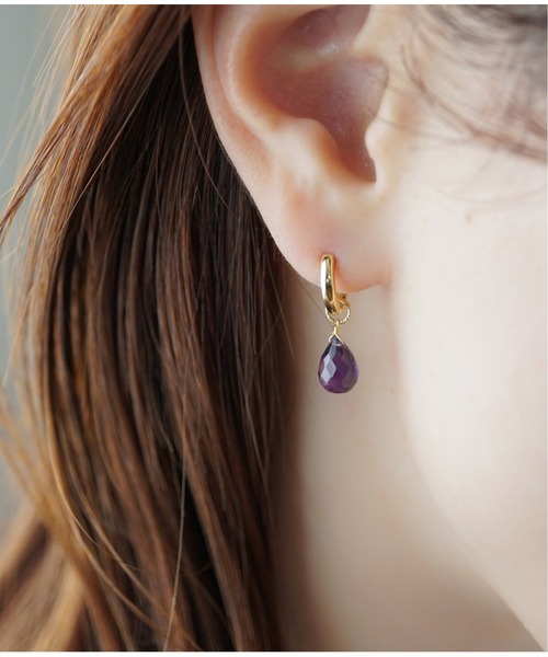 Meach.】14kgf/天然石ドロップチャーム/ピアス・イヤリング