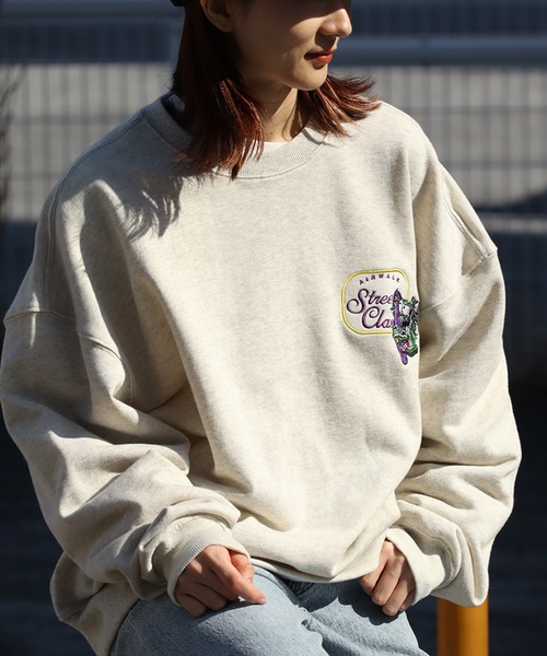 AIRWALK（エアウォーク）の「【AIRWALK/エアウォーク】裏毛 ワッペン刺繍 クルーネック スウェット トレーナー（スウェット・メンズ・オートミール/ダークパープル/ダークブルー/スミクロ・M/L/LL）」の19枚目の写真