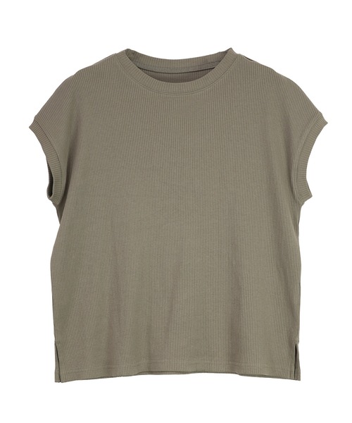 and it_(アンドイット)の「リブフレンチスリーブシンプルカットソー(Tシャツ/カットソー・レディース・オフホワイト/ブラック/グレイッシュベージュ/ベージュ/ネイビー・M/L)」の15枚目の写真