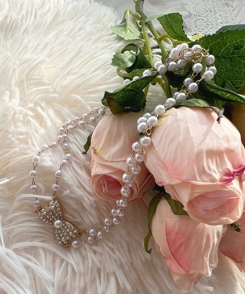 apres jour（アプレジュール）の「【apres jour×ARIAZ】2連パールリボンチョーカー（チョーカー・レディース・シルバー・FREE）」の2枚目の写真