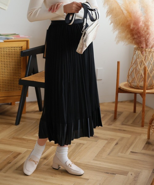 Girly Doll(ガーリードール)の「異素材切り替えプリーツスカート(スカート・レディース・ブラウン/ベージュ/ブラック・F)」の5枚目の写真