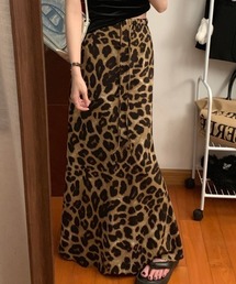 Vipoa(B|A)Leopard print slim long skirt(XJ[g)