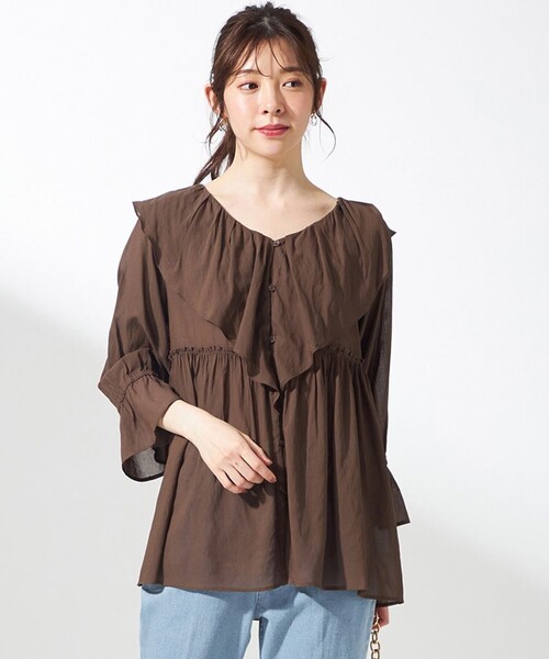 【セール】【洗える】シアーヴィンテージライクラッフル ブラウス（シャツ/ブラウス）｜any SiS（エニィスィス）