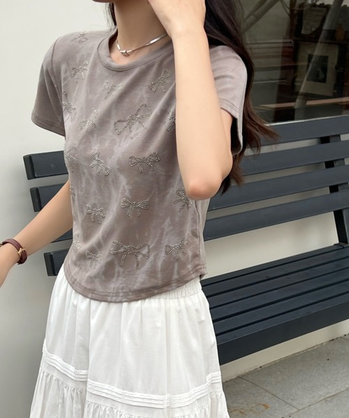 Achic(アシック)の「トップス(Tシャツ/カットソー・レディース・オフホワイト/アイボリー/ダークベージュ・M)」の4枚目の写真