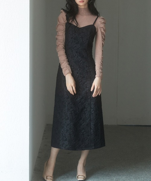 セール】ジャガード生地バックスリットキャミワンピース（ワンピース