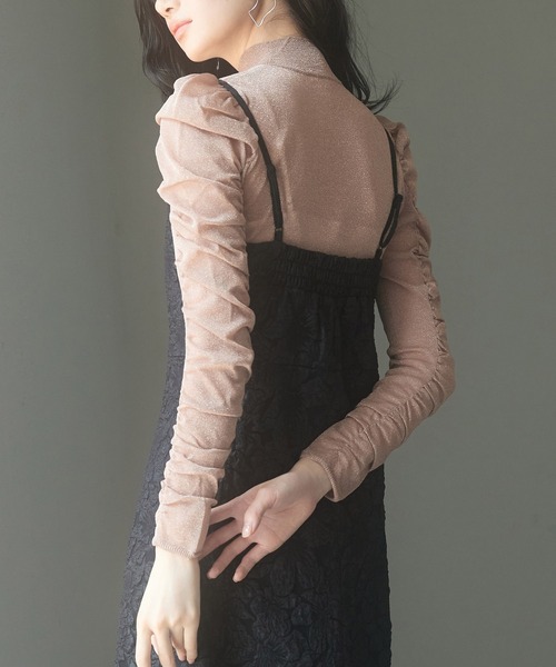 SAISON DE PAPILLON（セゾンドパピヨン）の「ジャガード生地バックスリットキャミワンピース（ワンピース・レディース・グレー/ブラック/ダークブラウン・S/M/L）」の10枚目の写真