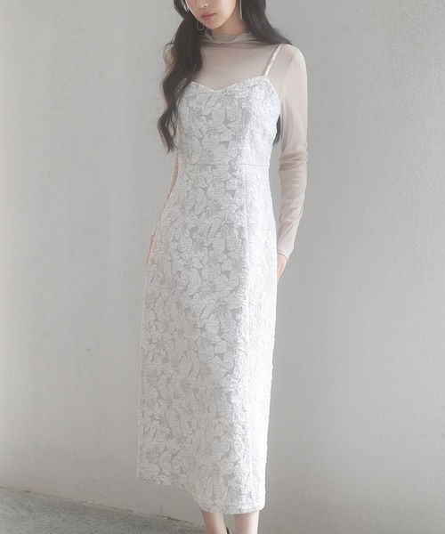 SAISON DE PAPILLON（セゾンドパピヨン）の「ジャガード生地バックスリットキャミワンピース（ワンピース・レディース・グレー/ブラック/ダークブラウン・S/M/L）」の15枚目の写真